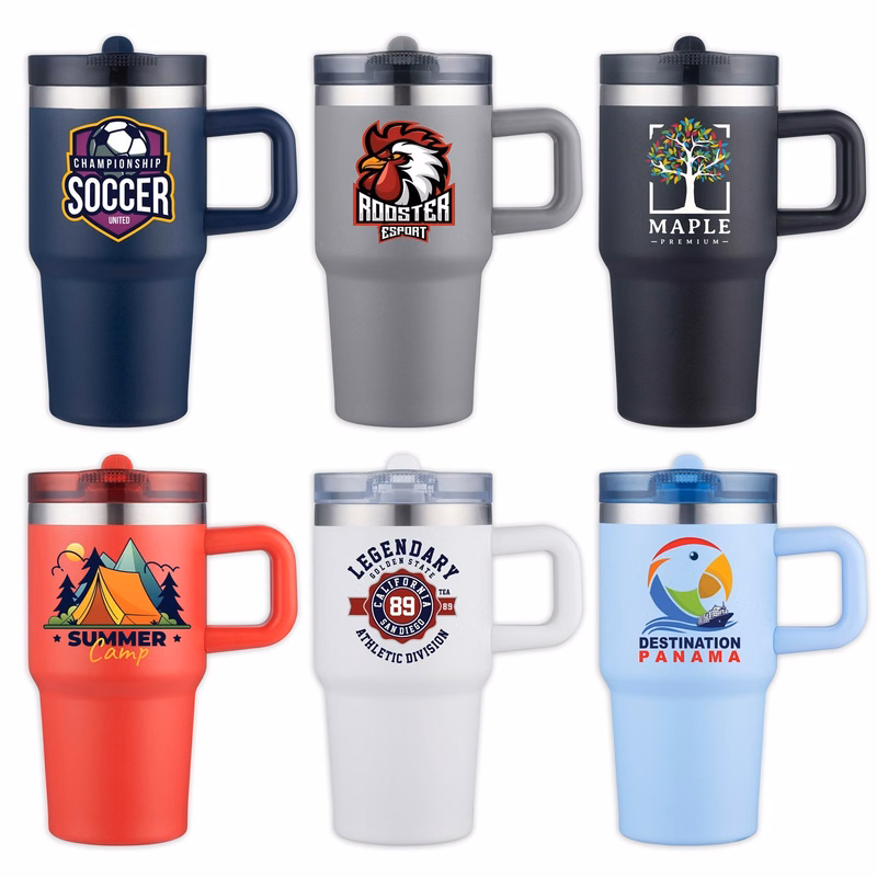 Stout Spout 20oz Recycled Stainless Steel Travel Mug with Handle & Built in Straw Lid