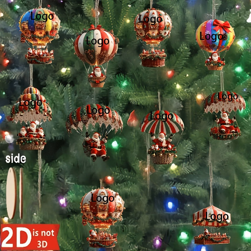 10Pcs Christmas Wooden Ornament Set