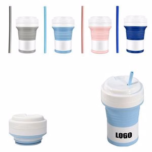 550ml Collapsible Cup With Straw And Sip Lid