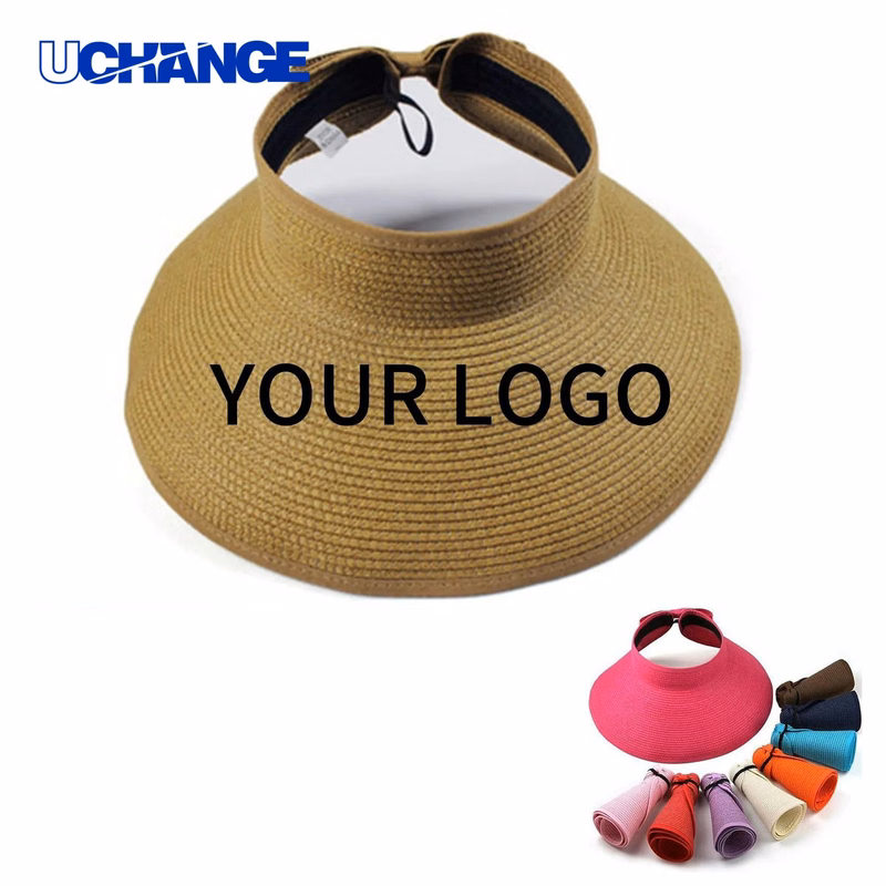 Adjustable Straw Visor Hat with Hook and Loop Strap