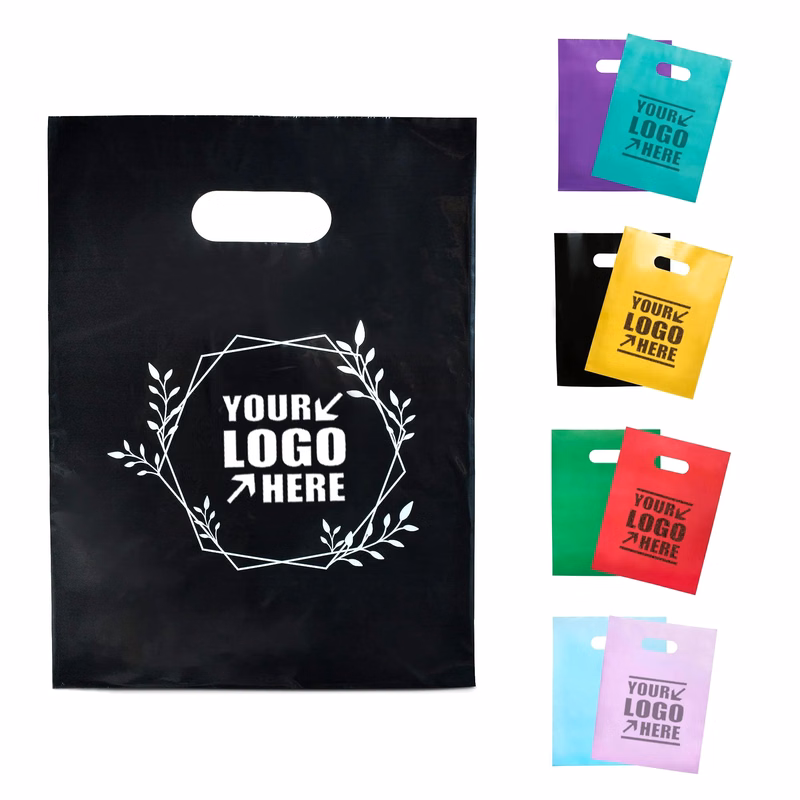 Plastic Merchandise Bags With Die Cut Handle  9" x 12"