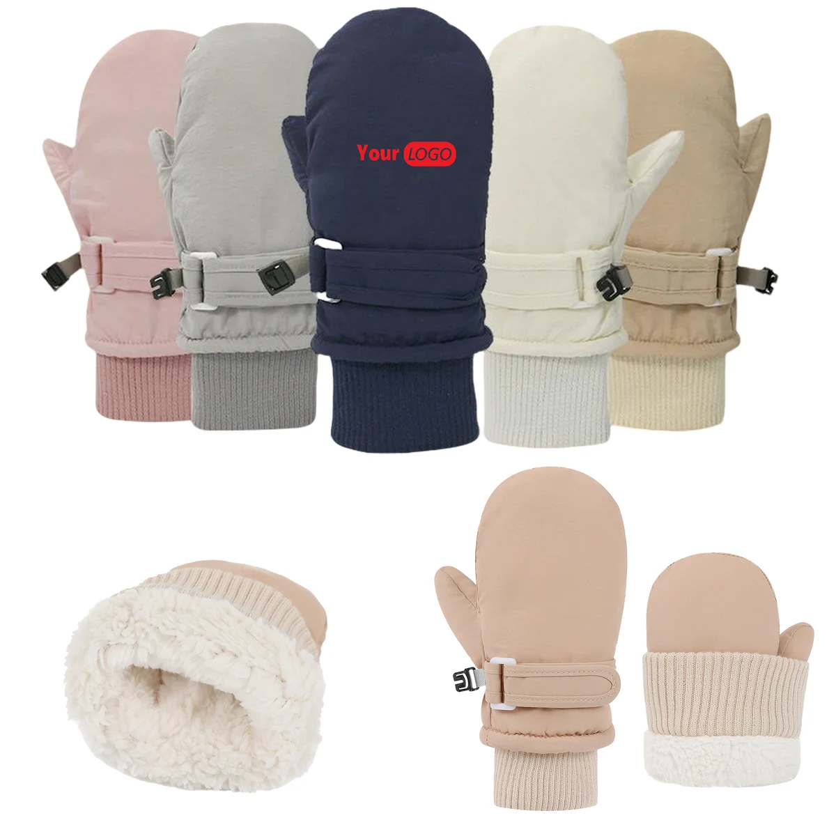 Kids' Quick-Dry Fleece-Lined Thickened Ski Waterproof Gloves 1