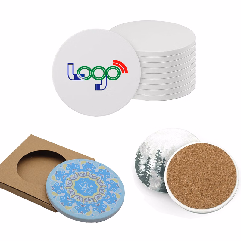 Custom Round Ceramic Drink Coaster with Cork Backing