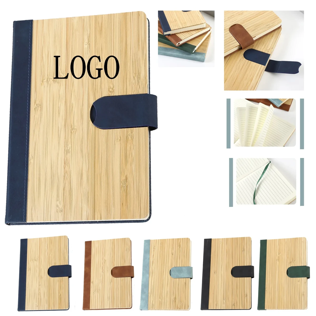 200Pages A5 Bamboo Lined Journal Notebook Magnetic Buckle 1