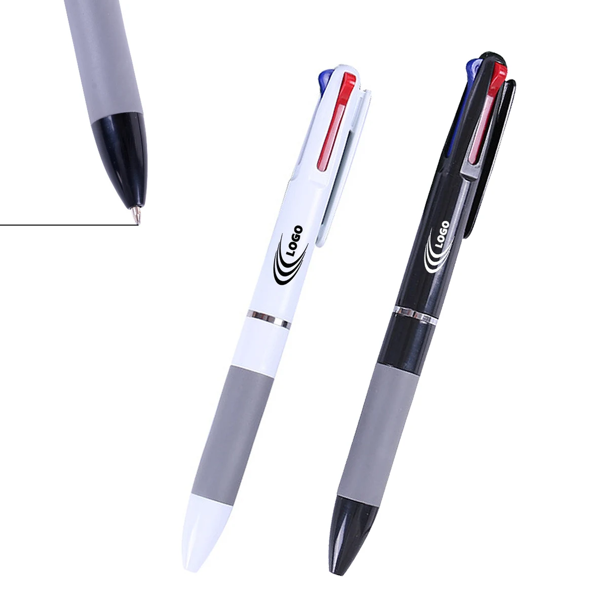 Tri-color Ballpoint Pen With Grip Section 1