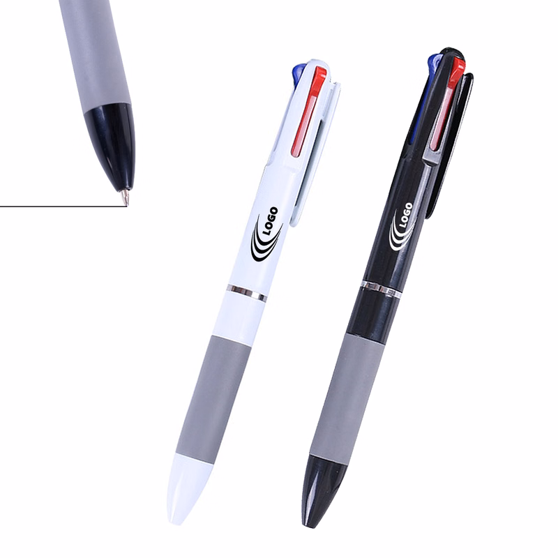Tri-color Ballpoint Pen With Grip Section