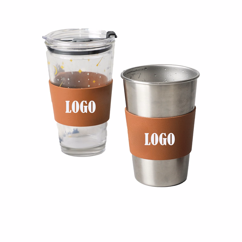 Durable PU Leather Cup Sleeve MOQ50