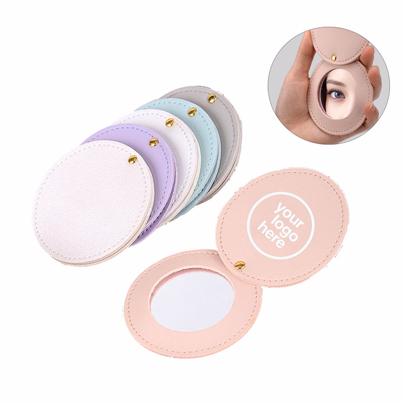 MOQ:50pcs Custom Logo PU Leather Makeup Mirror
