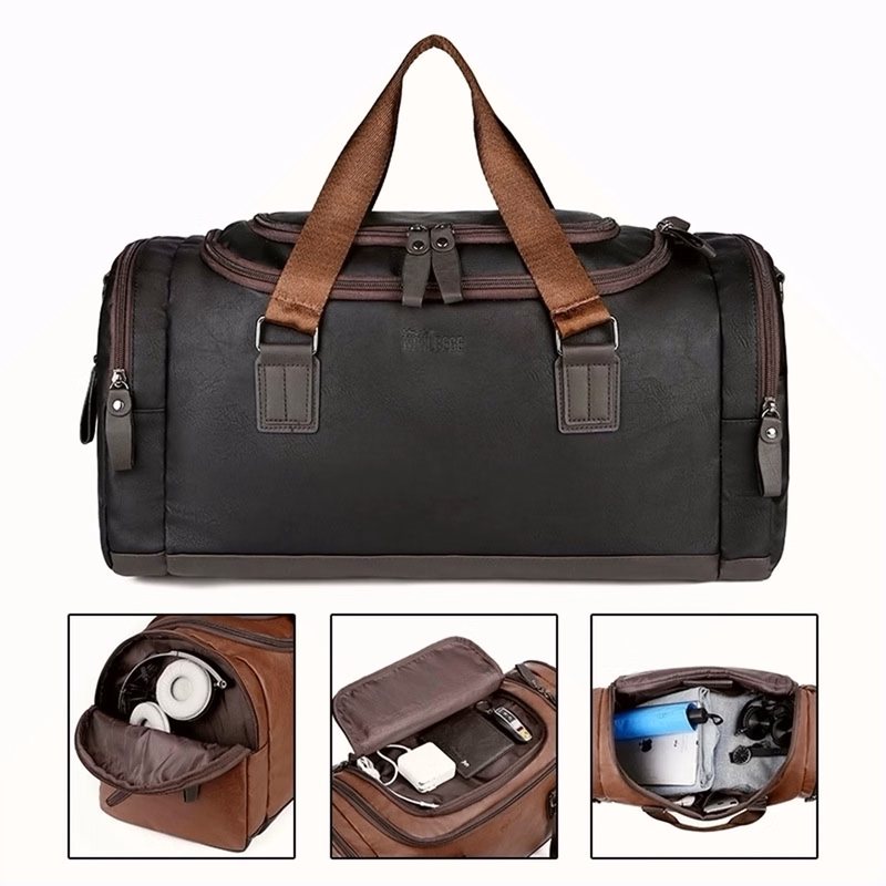 Large Pu Leather Travel Duffel Bag