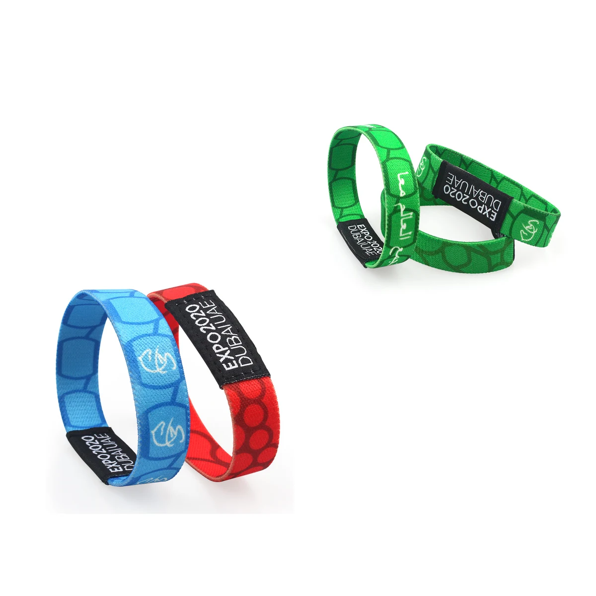 3/4" Sublimated Elastic Event Wristband With Woven Label 1