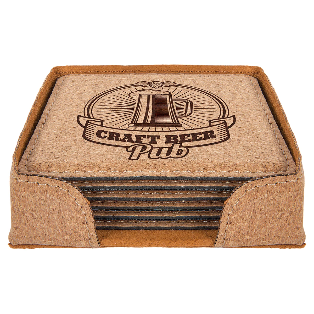 4" x 4" Square Cork 6-Coaster Set 1