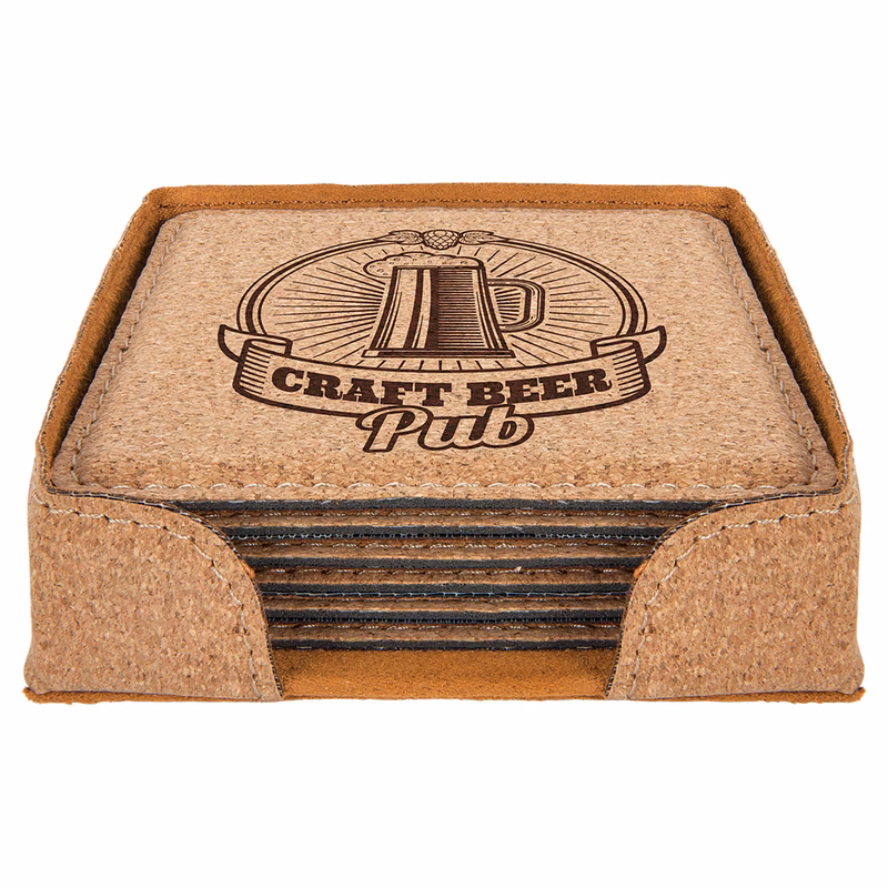 4" x 4" Square Cork 6-Coaster Set