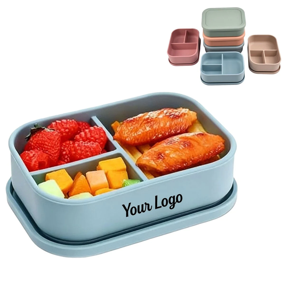 Silicone Divided Lunch Container with Lid 1