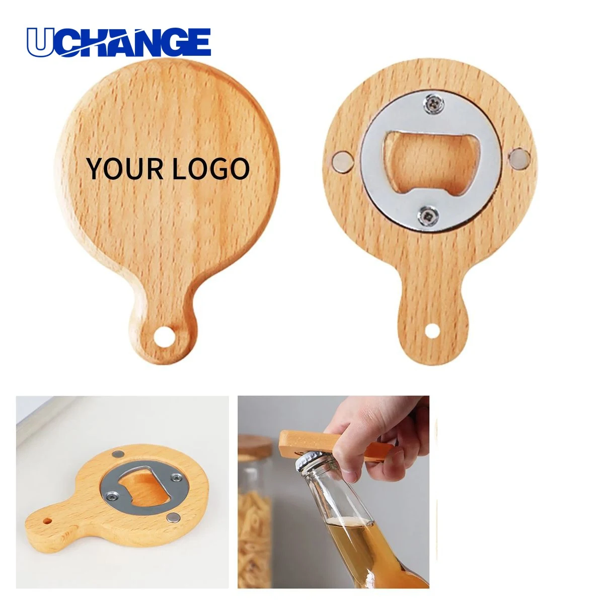 Bottle Opener Tool Wooden Refrigerator Magnet Design 1