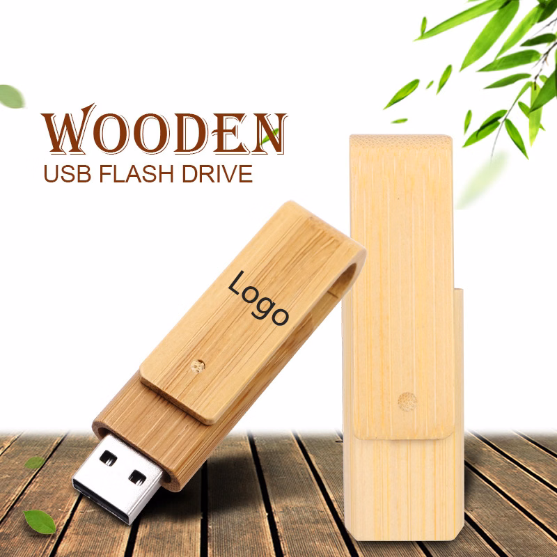 360 Degree Rotatable Wooden USB 16GB Thumb Flash Drive for Date Storage