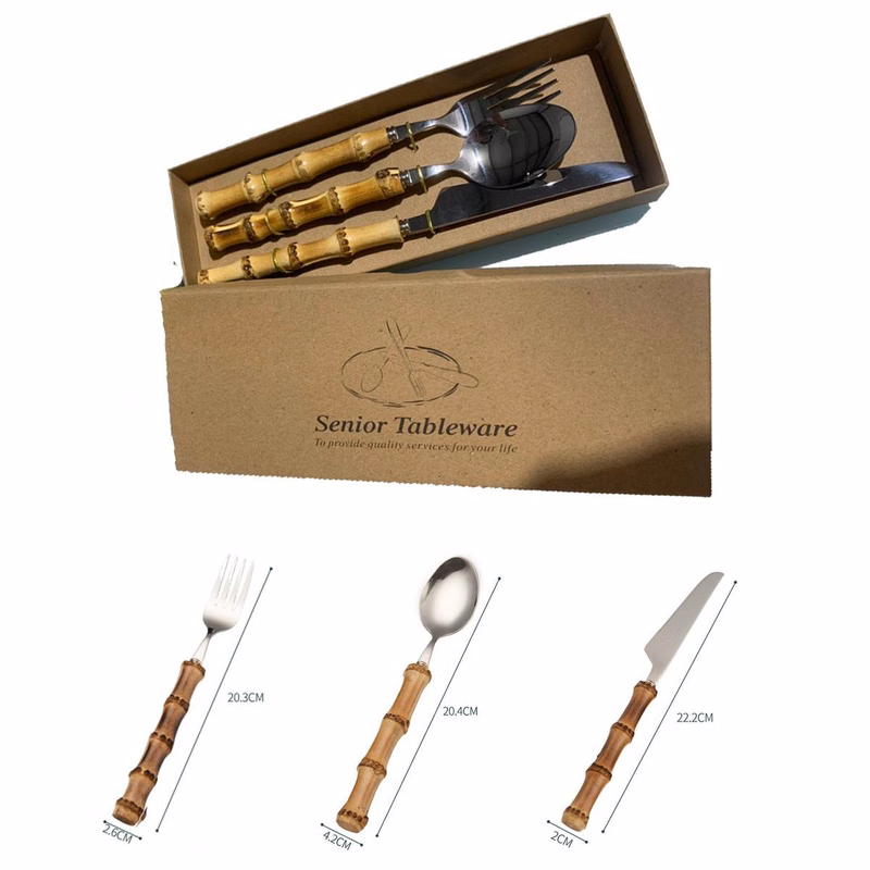 Bamboo&Stainless Steel Flatware Cutlery Set With Case