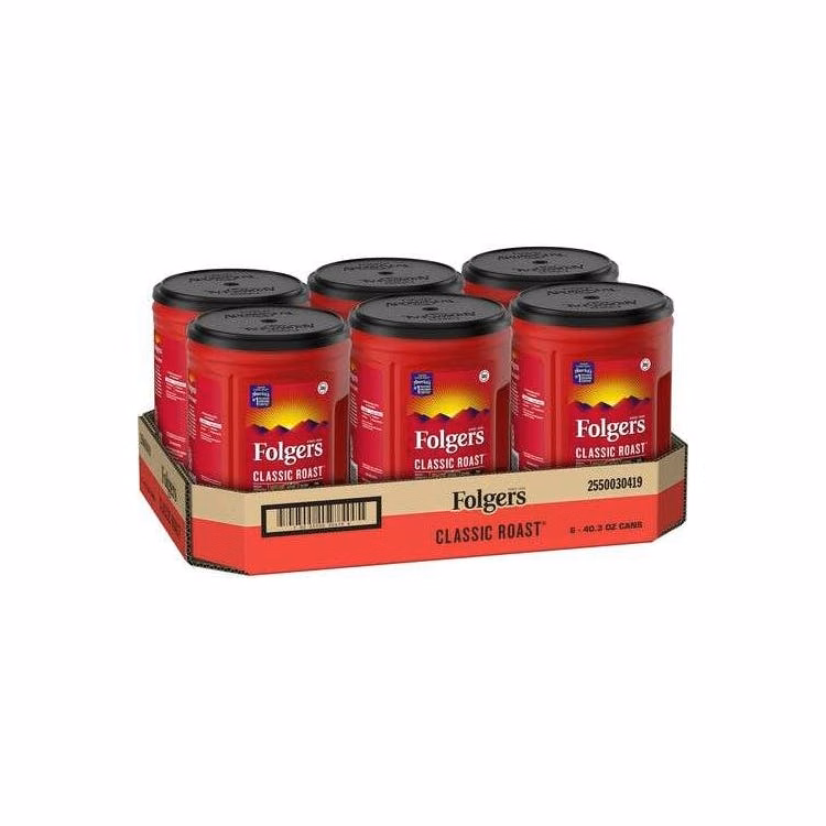 Folgers Ground Canister Classic Roast Coffee - 6 40.3 oz cans