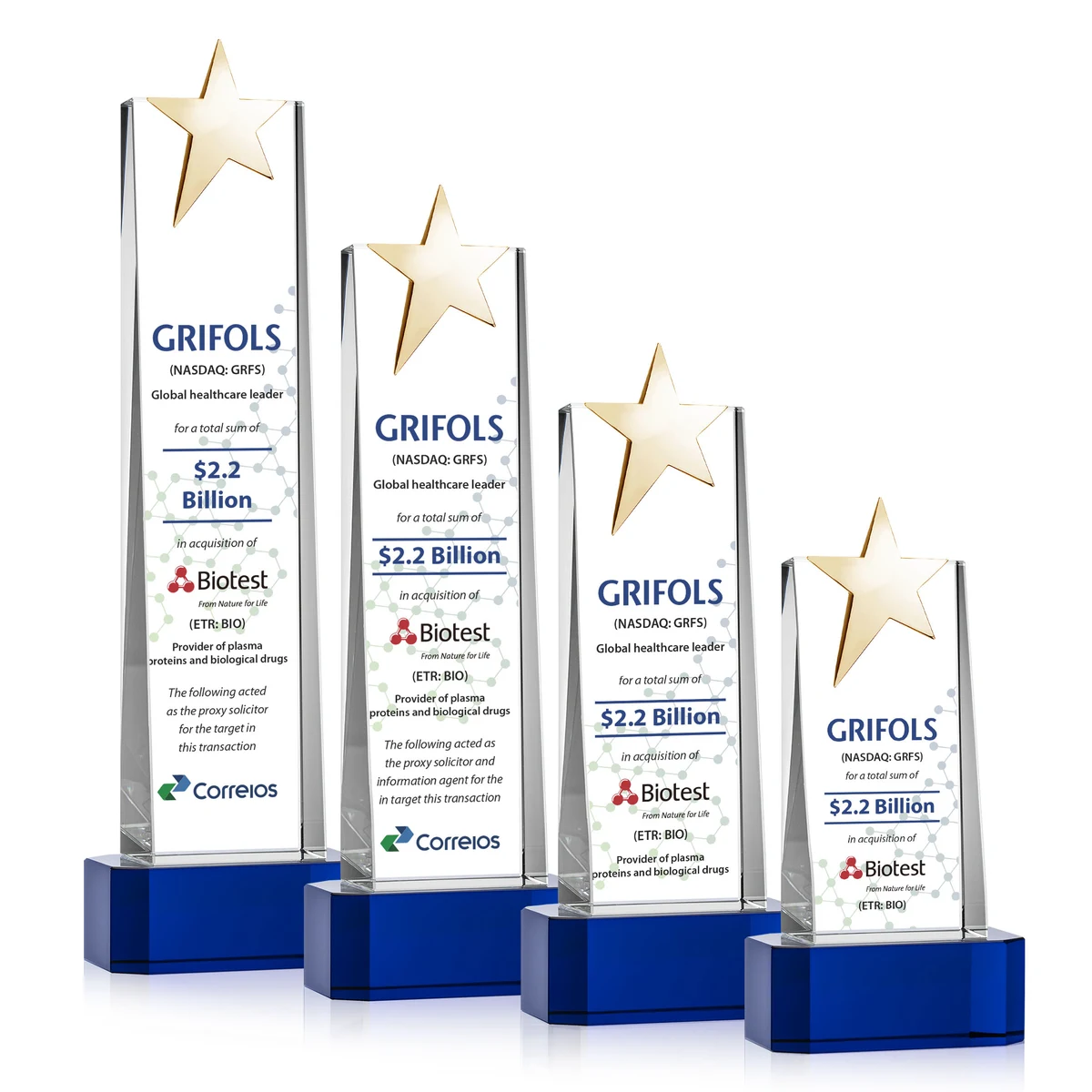 Fanshaw Gold Star VividPrint™ Award on Base - Blue 1