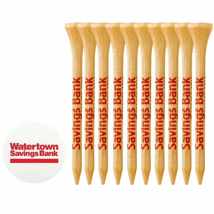 10 Wood Tees 2 3/4", 1 Ball Marker
