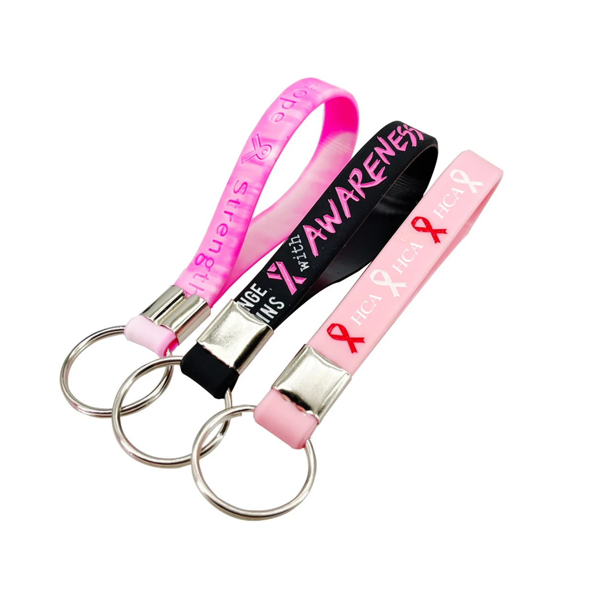 Pink Ribbon Silicone Keychain 1