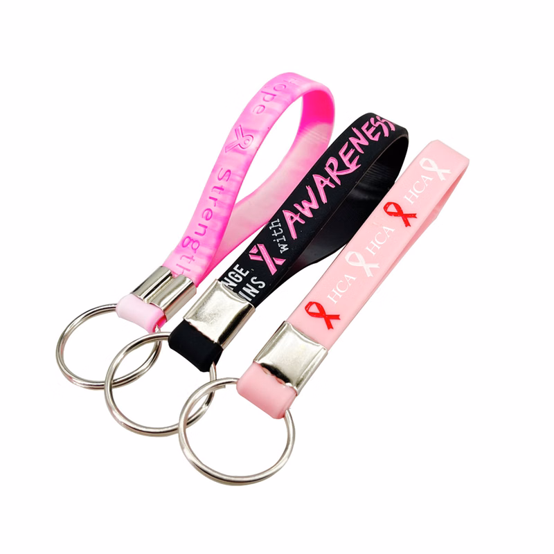 Pink Ribbon Silicone Keychain
