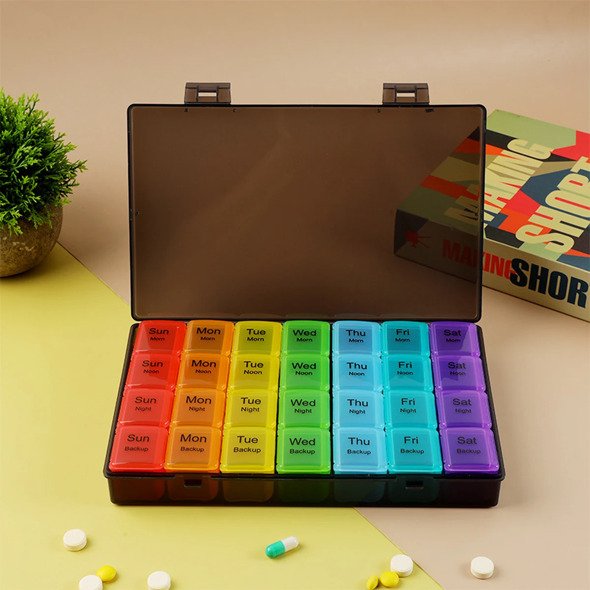 Large 28-Compartment Travel Pill Organizer 1
