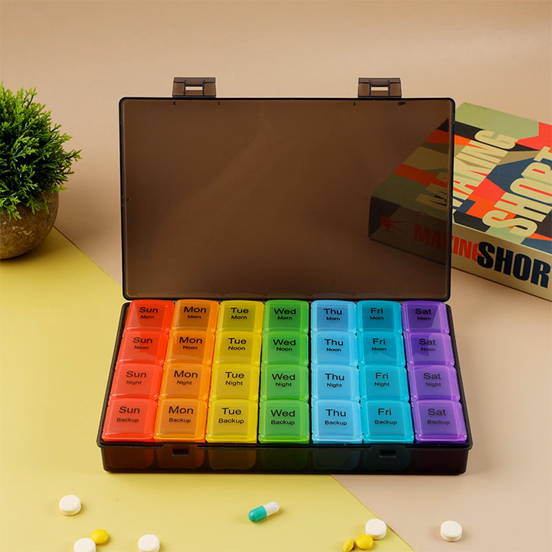 Large 28-Compartment Travel Pill Organizer