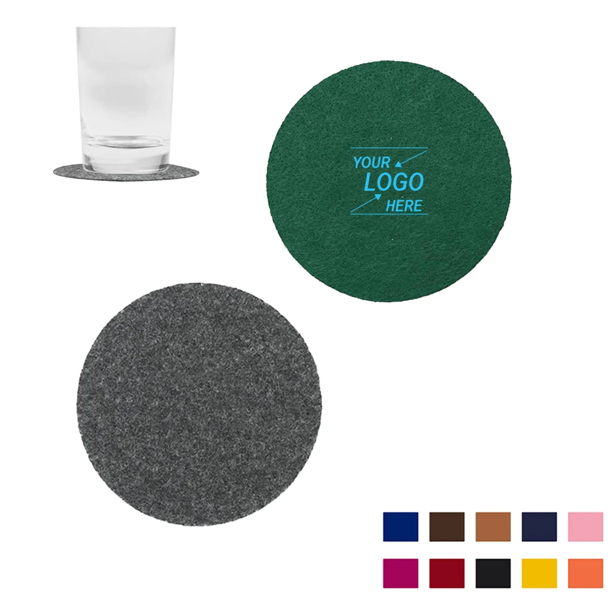 Round Felt Leather Drink Coasters 1