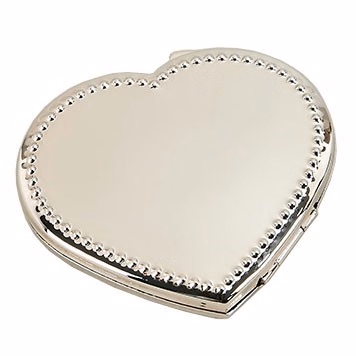 BEADED HEART COMPACT MIRROR