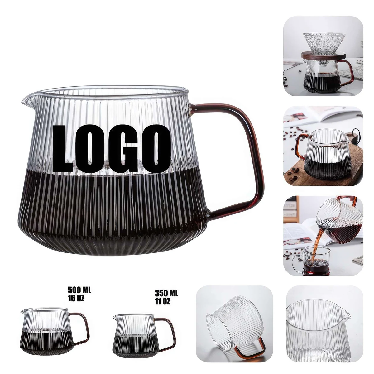 11/16 OZ. Glass Hand Drip Coffee Sharing Pot &Gift Cup 11 oz 1