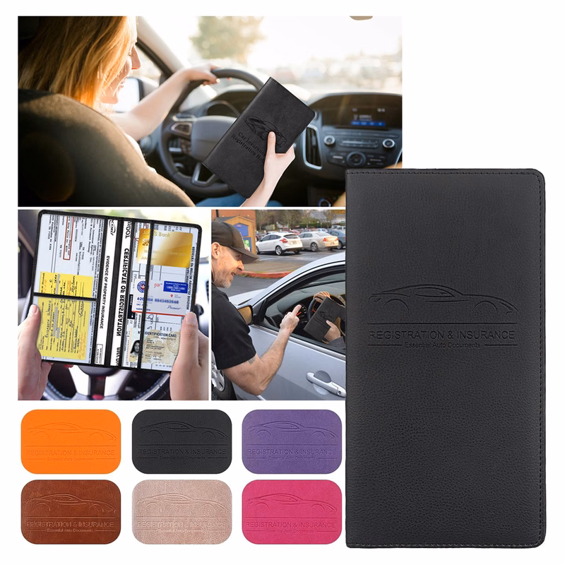Magnetic Car Travel Leather Document Case