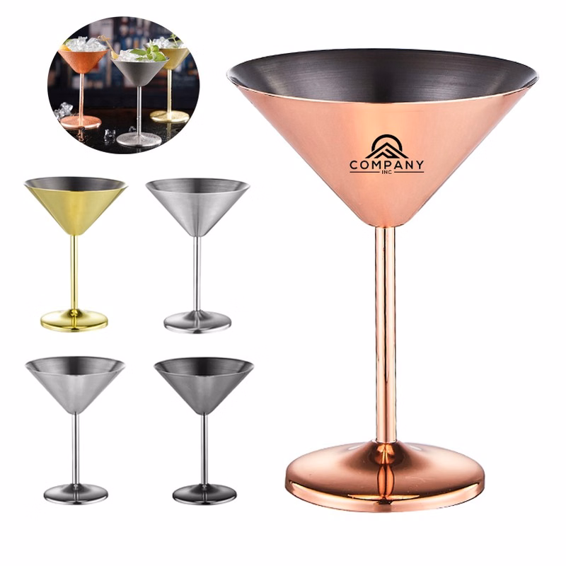 8oz 304 Stainless Steel Metal Wine Glasses Elegant Drinkware Goblets Martini Glasses Cup