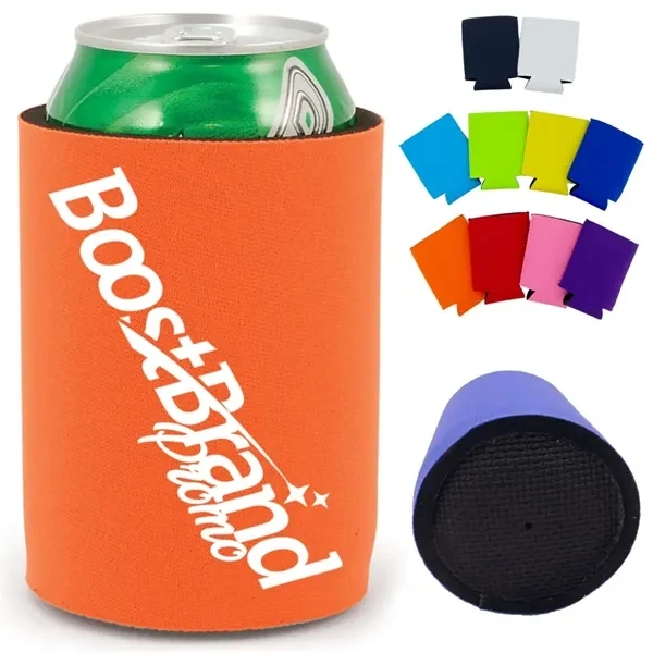 Custom Foldable Neoprene Can Cooler with Logo Space — Beverage Event Promo, custom koozie with logo imprint 1