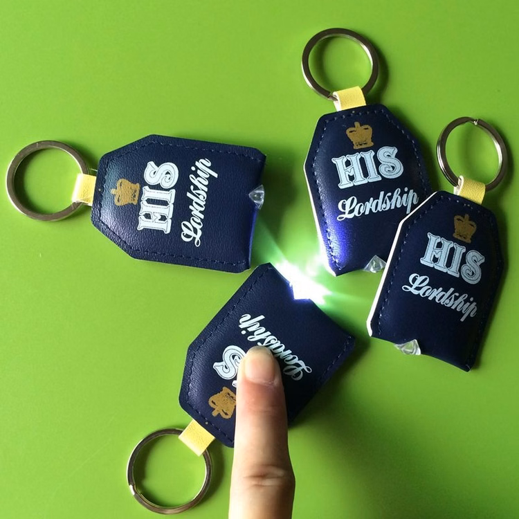 PU Leather LED Flashlight Key Tag