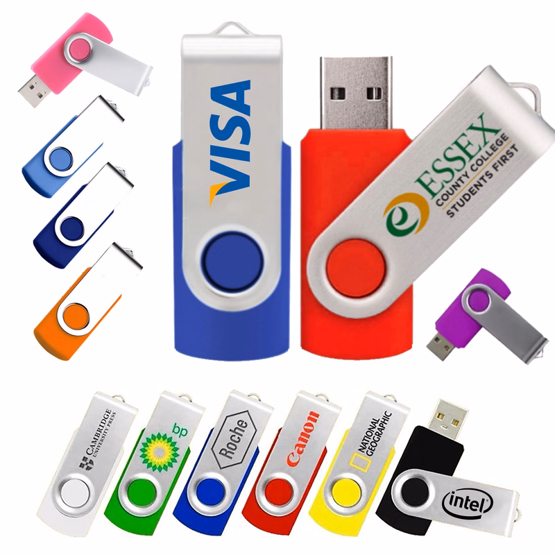 2GB USB Flash Drive with Metal Swivel Cover