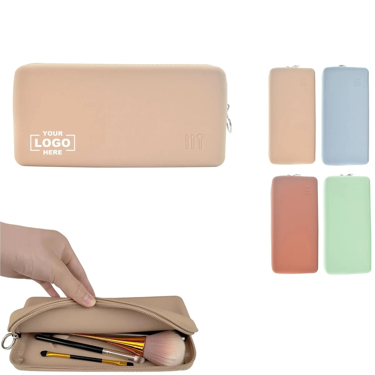 Silicone Zippered Hand Held Makeup Brush Storage Bag 1