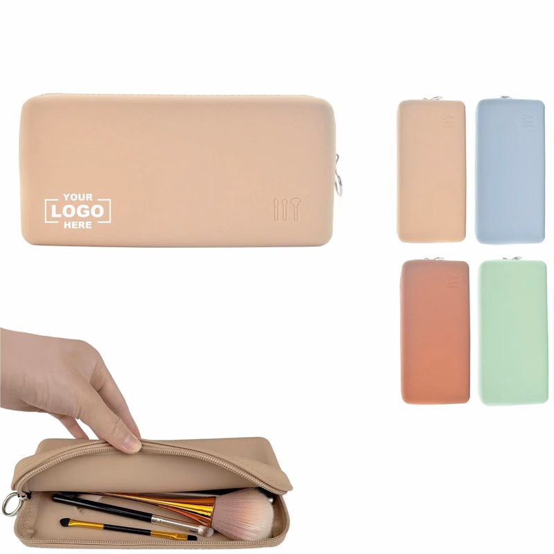 Silicone Zippered Hand Held Makeup Brush Storage Bag