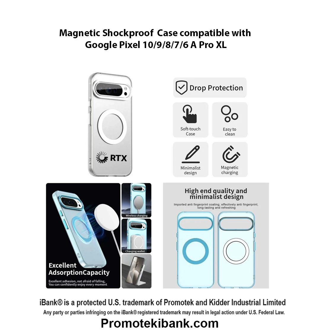 iBank® Magnetic Shockproof Case for Google Pixel 10/9/8/7/6 A Pro XL + Tempered Glass 1