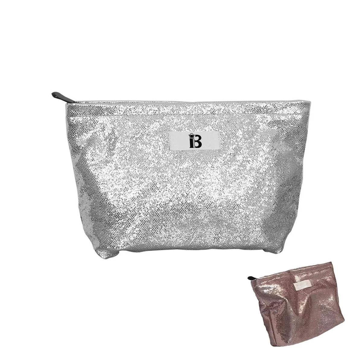 Customizable Silver cosmetic pouch 1