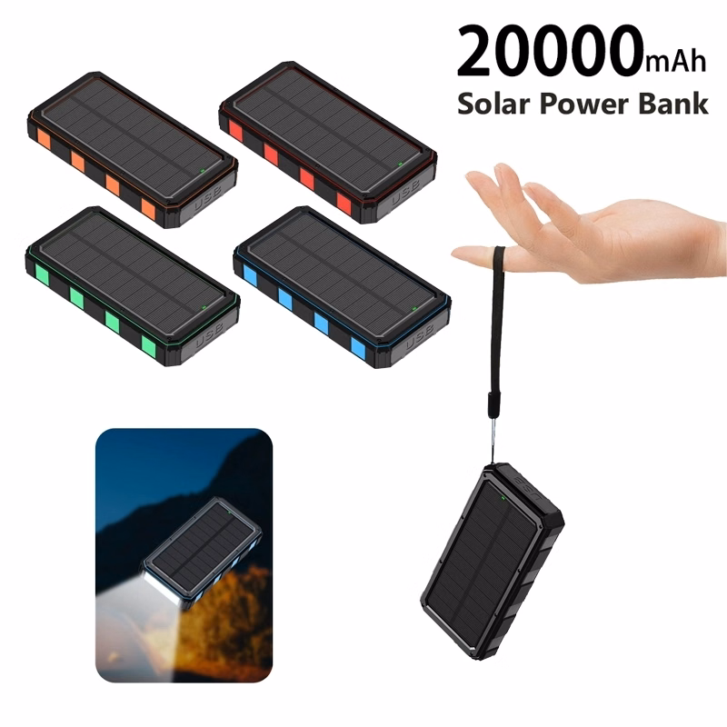 Waterproof Solar Power Bank w/Flashlight for Outdoor Camping