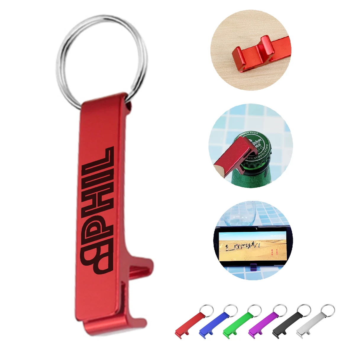 3-in-1 Aluminum Opener with Keychain & Phone Stand 1