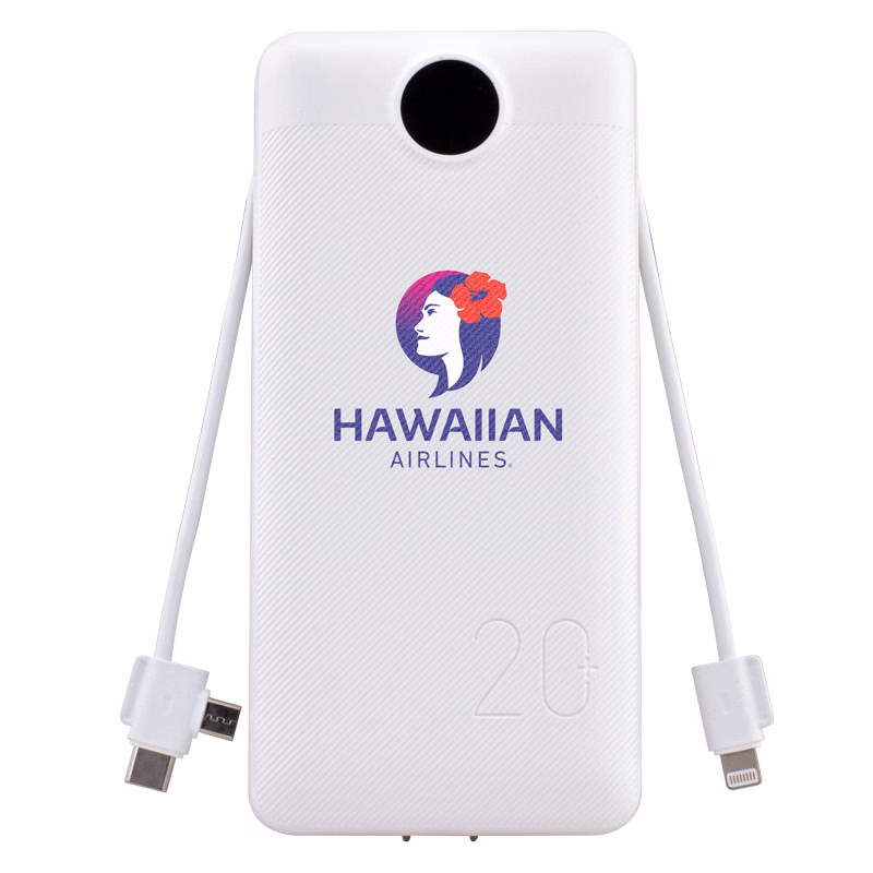 Charge All 20K Power Bank with Integrated Charging Cables and AC Plug