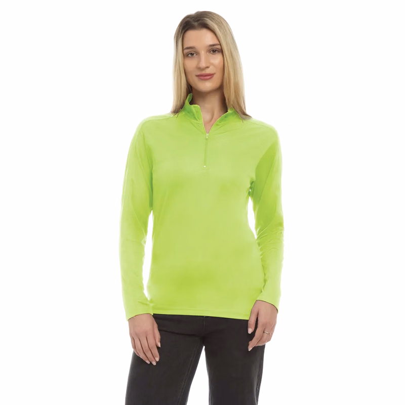 Ladies' Wicking L/S Solid Zip Pullover
