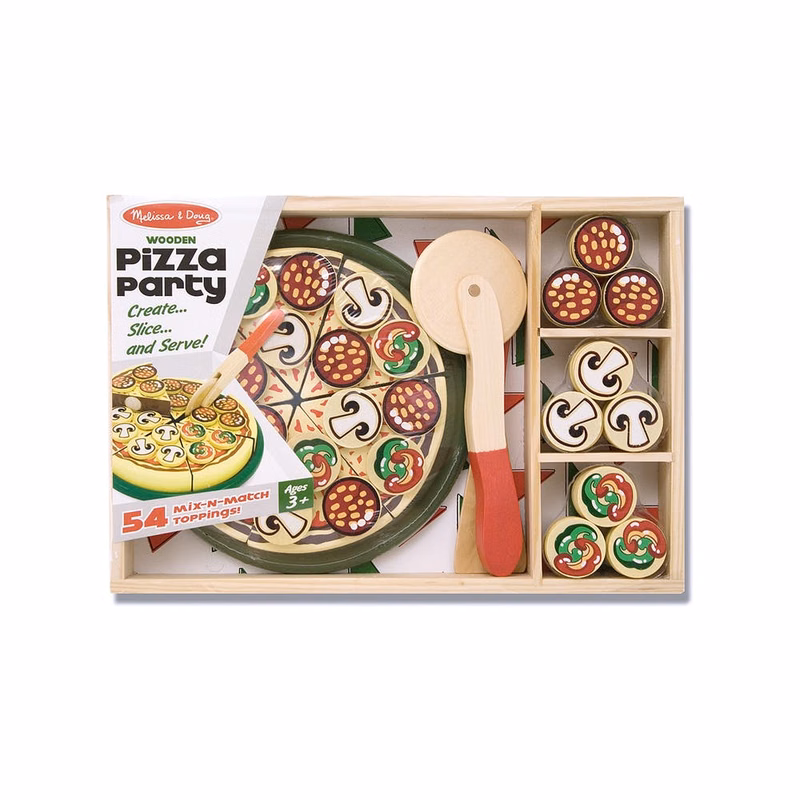Melissa & Doug Wooden Play Food Set - Pizza Party Ages 3+