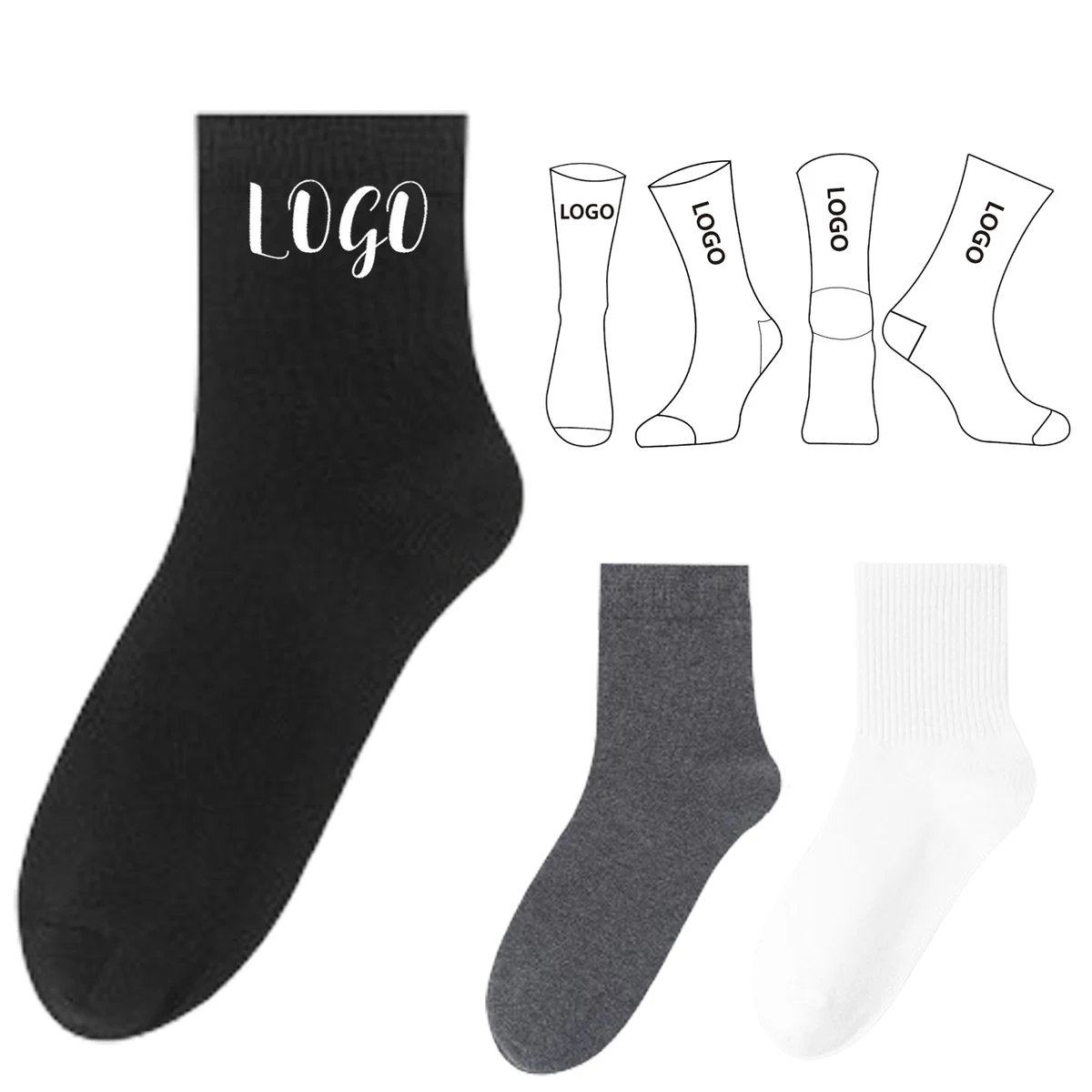 Cotton Jacquard Patterned Crew Socks 1