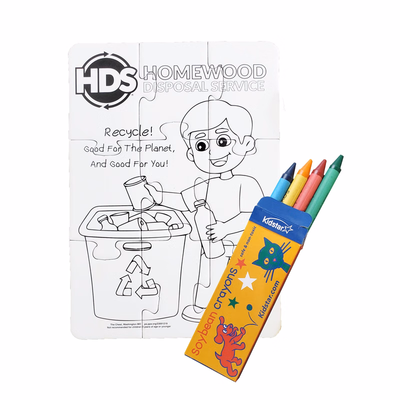 9 Pieces - 5" x 7" Coloring Puzzle - Recycle