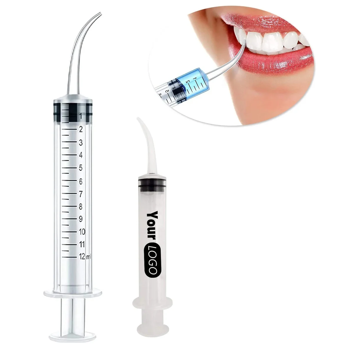 Dental Irrigation Syringe with Curved Tip 1
