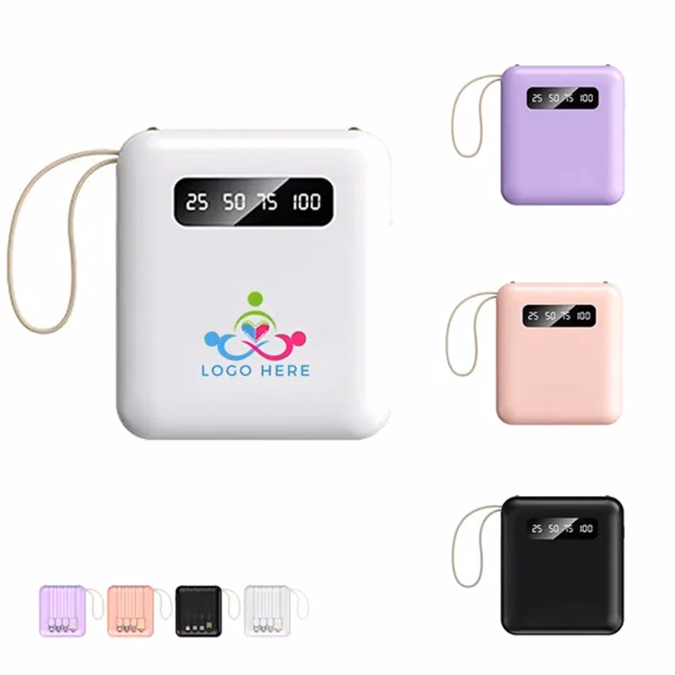 Portable Charger with Built-in Cables