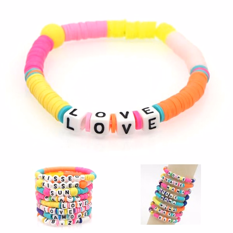 Letter Beaded Sweet Soft Clay Bracelet