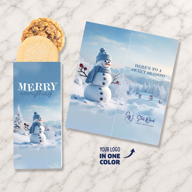 One Color Foil-Stamped Stock Snowman Sweeter Cards with Homestyle Cookie Duo